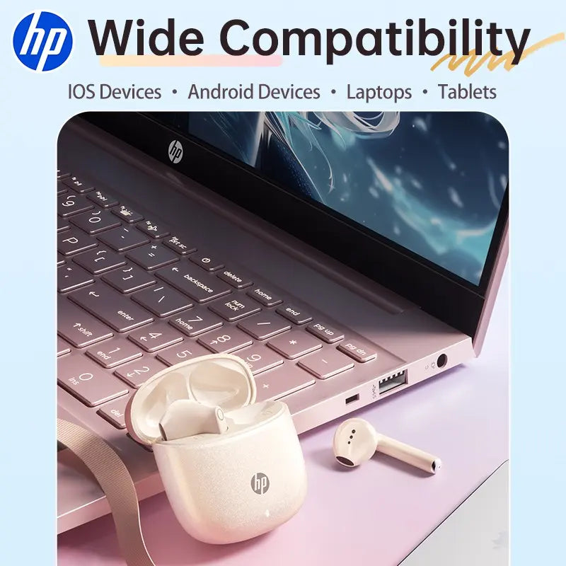HP 2026 TWS Wireless Bluetooth Earbuds with Fast Charging, Extended Battery Life, HD Voice Call, Touch Control, and Ergonomic Design for iOS and Android Compatibility