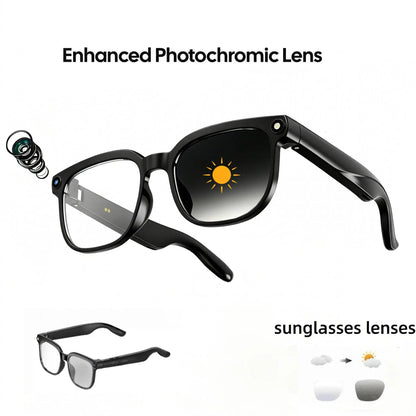 Smart AI Camera Glasses with 8MP Photochromic Lenses ,Button Touch Adjustment for Travel Outdoor Adventures Hands-Free Photography 160+Languages Real-Time Translation Bluetooth Wireless Wearable Video Recording UV Protection