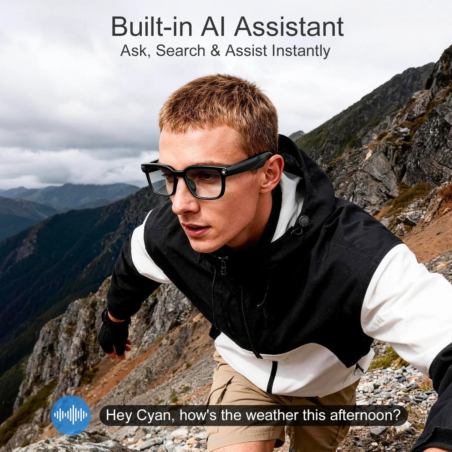 Smart AI Camera Glasses with 8MP Photochromic Lenses ,Button Touch Adjustment for Travel Outdoor Adventures Hands-Free Photography 160+Languages Real-Time Translation Bluetooth Wireless Wearable Video Recording UV Protection