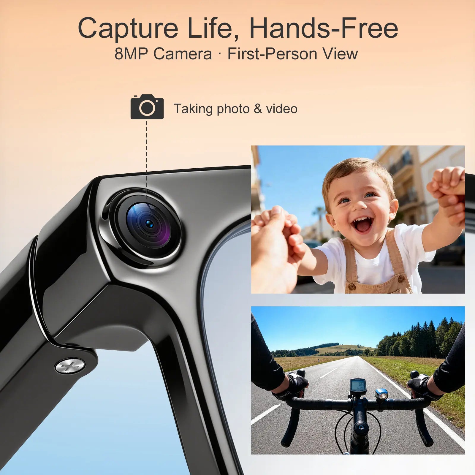 Smart AI Camera Glasses with 8MP Photochromic Lenses ,Button Touch Adjustment for Travel Outdoor Adventures Hands-Free Photography 160+Languages Real-Time Translation Bluetooth Wireless Wearable Video Recording UV Protection