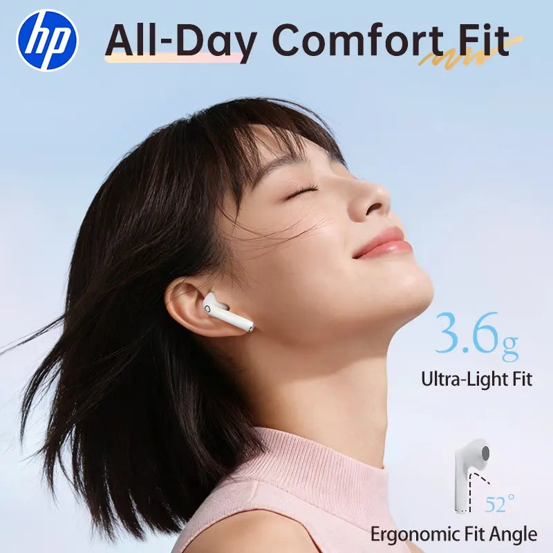 HP 2026 TWS Wireless Bluetooth Earbuds with Fast Charging, Extended Battery Life, HD Voice Call, Touch Control, and Ergonomic Design for iOS and Android Compatibility