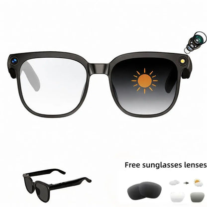 Smart AI Camera Glasses with 8MP Photochromic Lenses ,Button Touch Adjustment for Travel Outdoor Adventures Hands-Free Photography 160+Languages Real-Time Translation Bluetooth Wireless Wearable Video Recording UV Protection