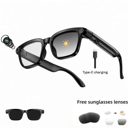 Smart AI Camera Glasses with 8MP Photochromic Lenses ,Button Touch Adjustment for Travel Outdoor Adventures Hands-Free Photography 160+Languages Real-Time Translation Bluetooth Wireless Wearable Video Recording UV Protection