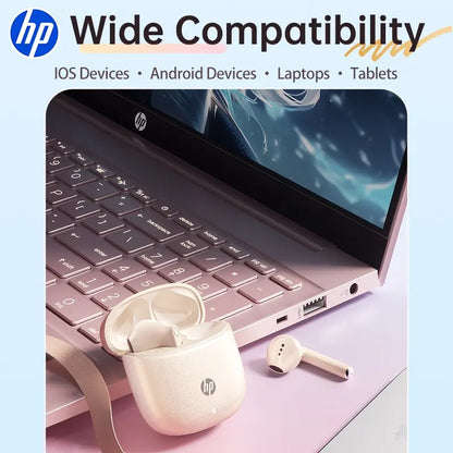 HP 2026 TWS Wireless Bluetooth Earbuds with Fast Charging, Extended Battery Life, HD Voice Call, Touch Control, and Ergonomic Design for iOS and Android Compatibility